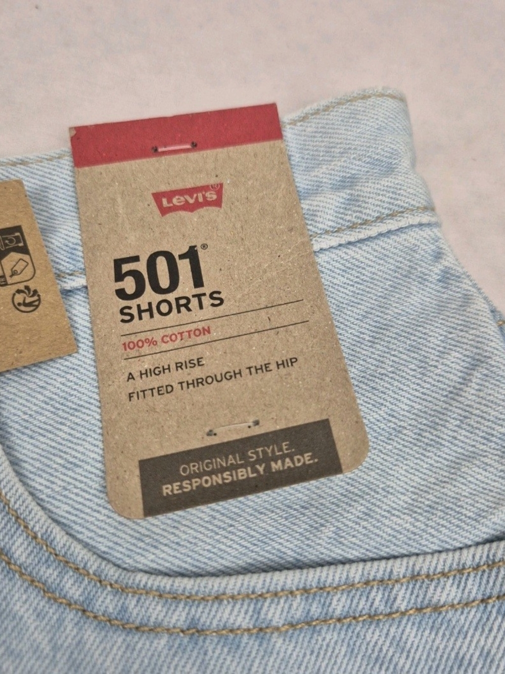 Levi's 501  Women's Jean Shorts Original Size 29 High Rise Embroidered Blue 29 - Picture 5 of 10